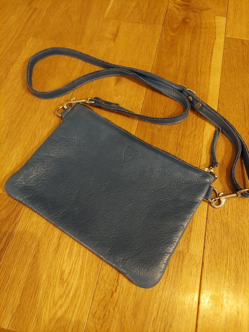 HTC　サコッシュ　ショルダーバッグ　ブルーレザー　ターコイズ　スタッズ