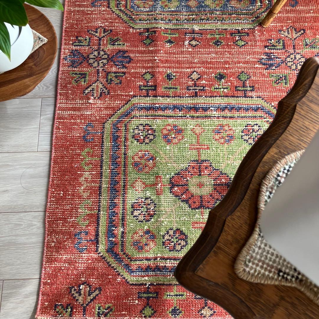 オレンジ3Box ブルー73×184 グリーン　魔除けD トルコヴィンテージラグ