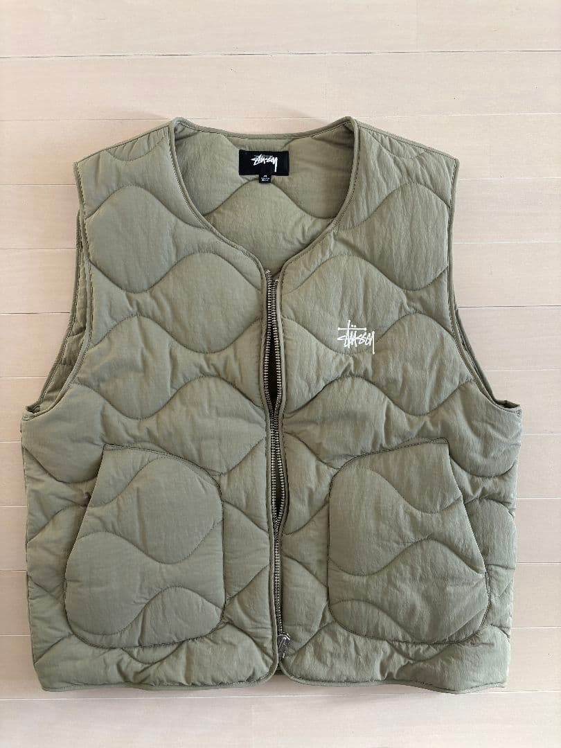 Stussy オリーブ キルティングベスト M