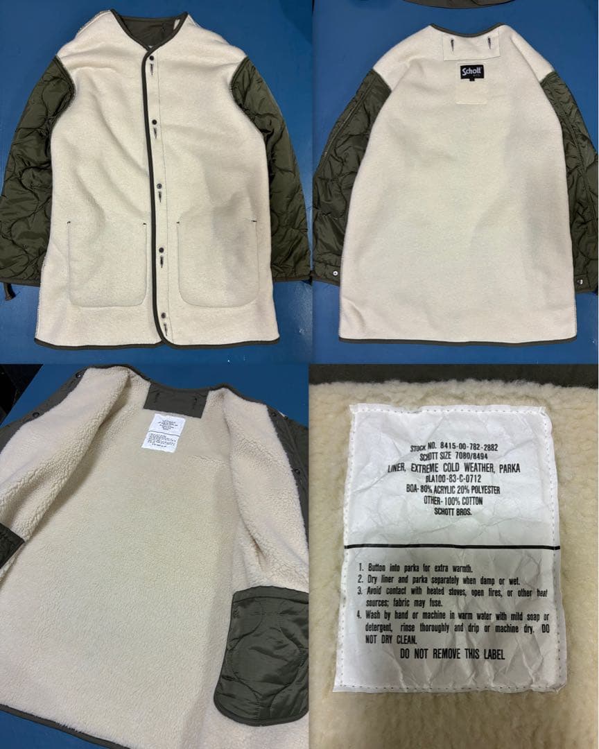 M-65 フィッシュテール フルセットschott L ライナー/フード付き