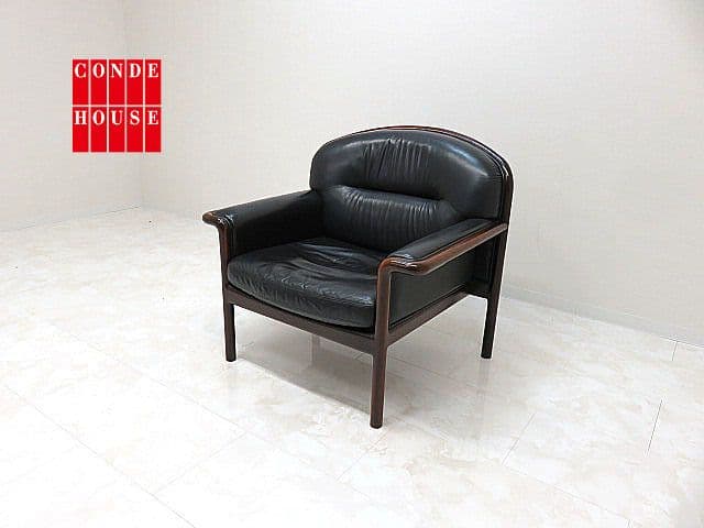 カンディハウス 「クイーン」総革パーソナルソファ　　1人掛けソファ/1Pソファ