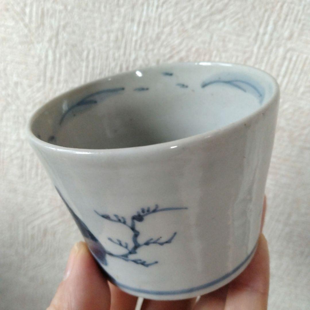 【KAZUです。】古伊万里染付山水文雁の図蕎麦猪口
