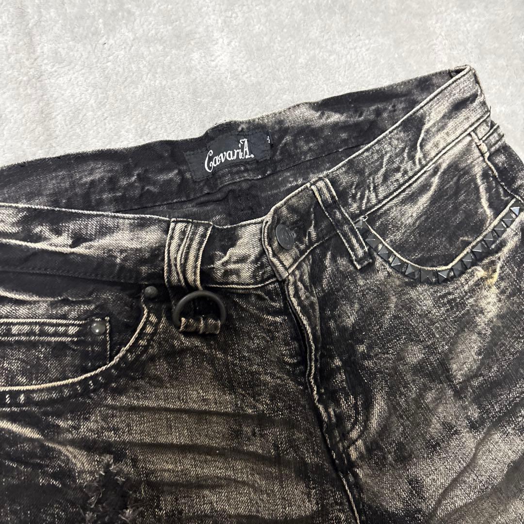パンツ CavariA Black Bleach Bootcut Denim