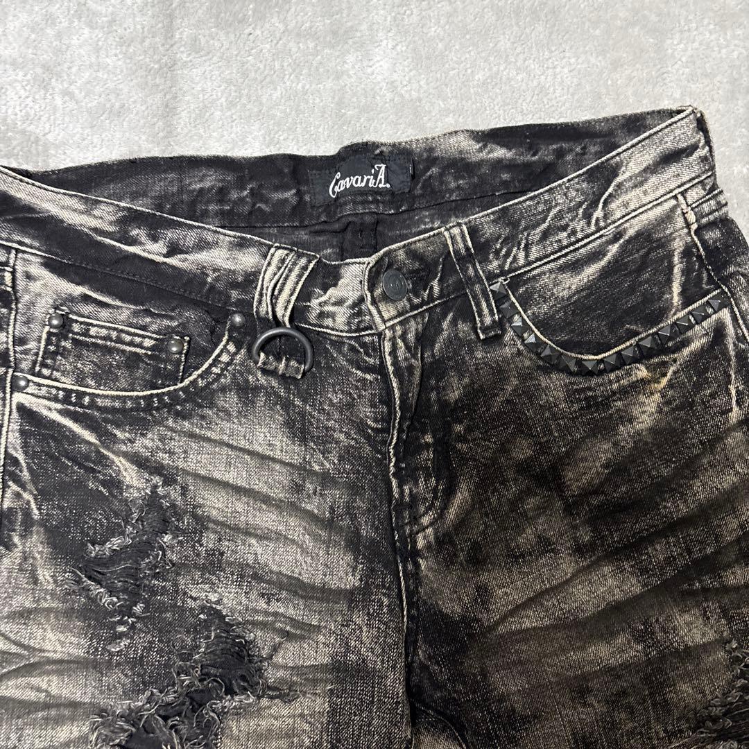 パンツ CavariA Black Bleach Bootcut Denim