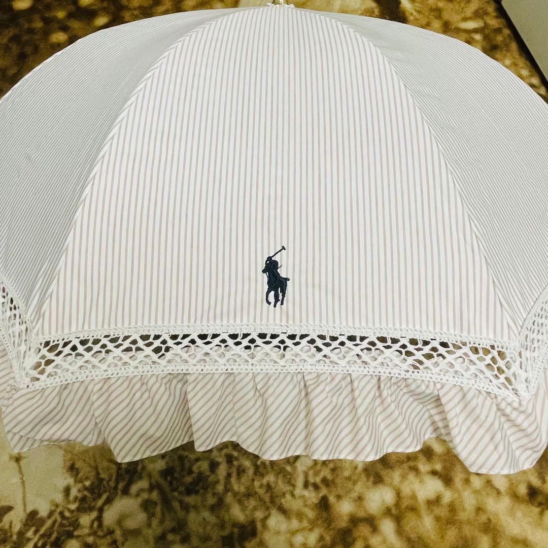 POLO　ポロラルフローレン　晴雨兼用　雨傘　日傘　長傘　フリル　騎士　ロゴ