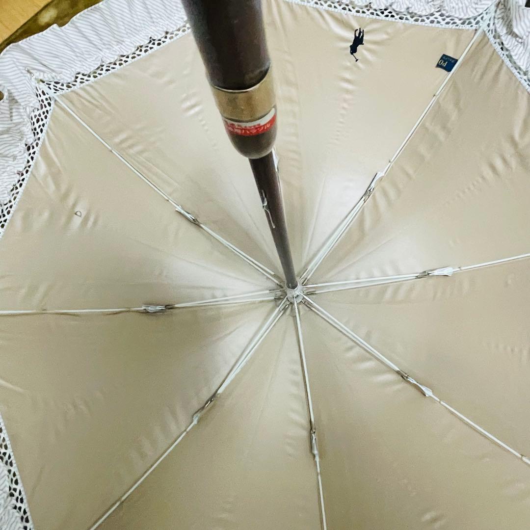 POLO　ポロラルフローレン　晴雨兼用　雨傘　日傘　長傘　フリル　騎士　ロゴ