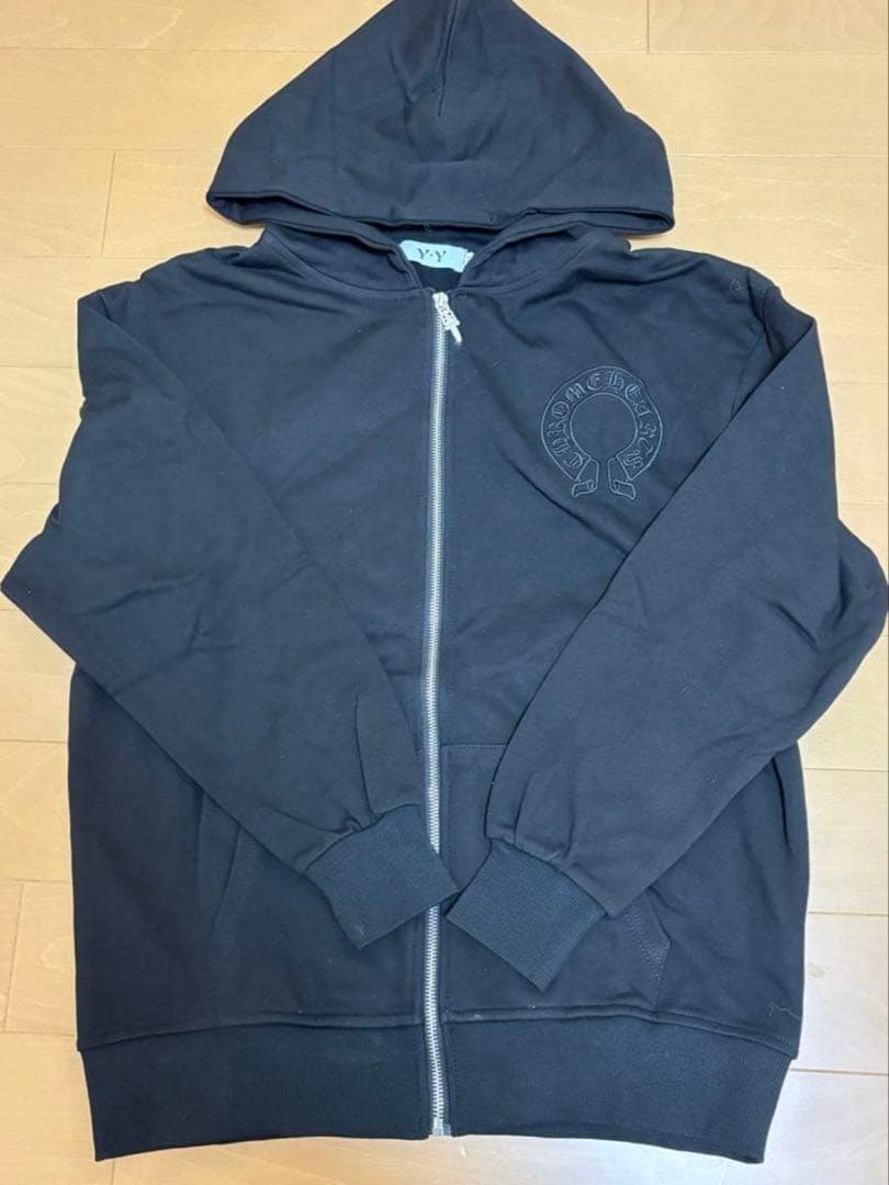 【新品】クロムハーツ Chrome Hearts ジップパーカー 黒 刺繍ロゴ