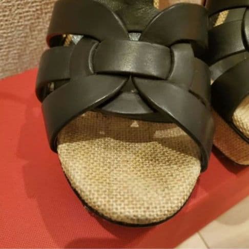 SAINT LAURENT ブラック×ベージュ サンダル