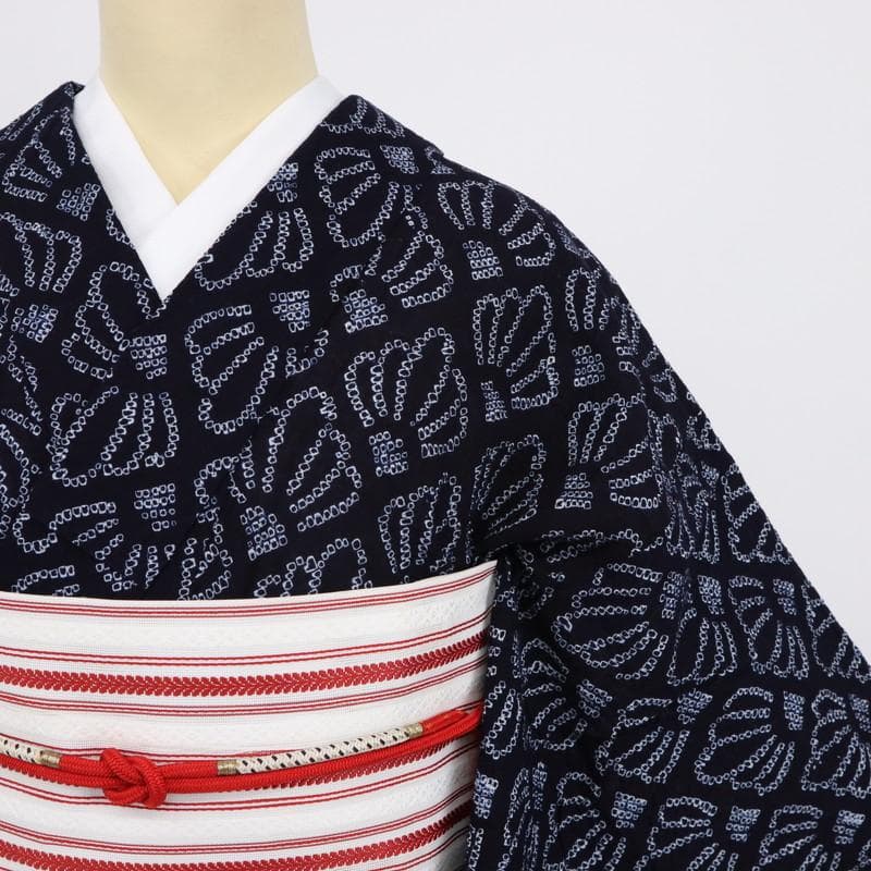 絞り浴衣＊夏着物 小柄さん 花の蕾模様 普段着として♪木綿着物◆5UA16