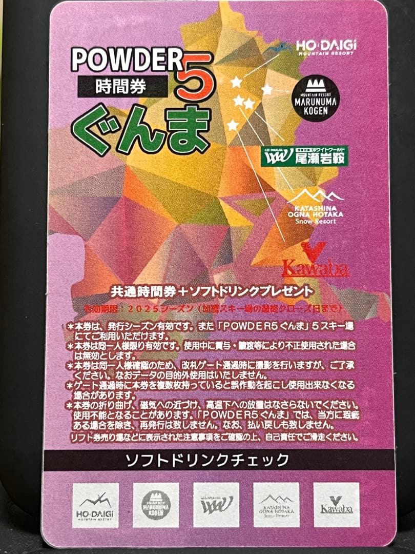 群馬パウダー5 （powder5）10時間券　未使用