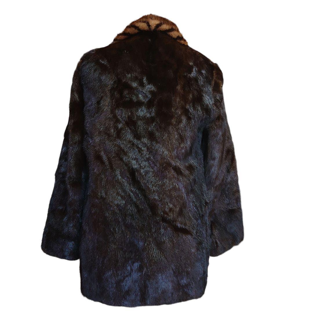 【美品】ミンク リアルファー 切り替え 毛皮ジャケット ミドルコート 11号