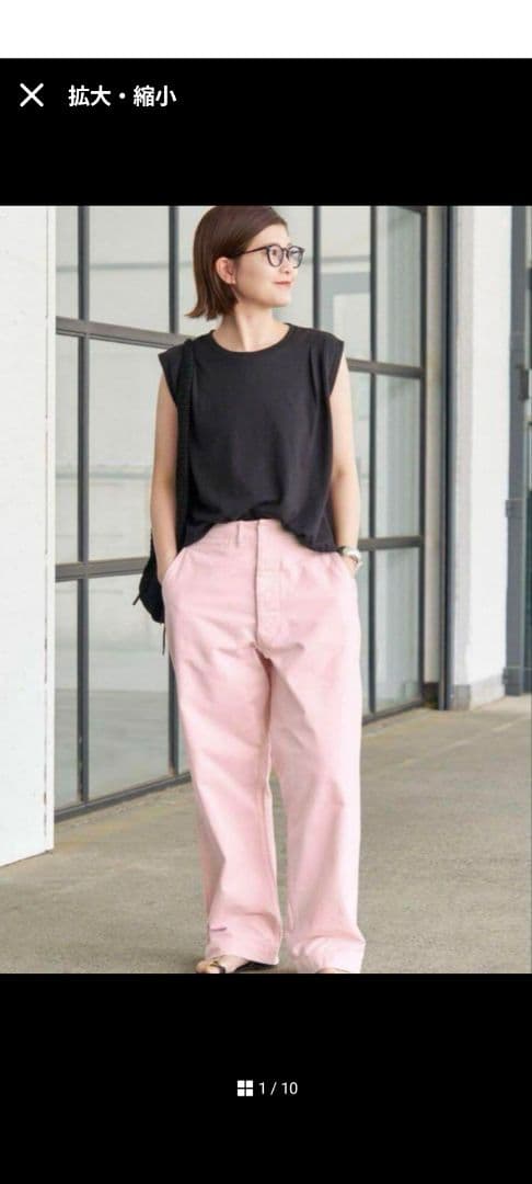 スピックアンドスパン　higuchi×S　チノワイドパンツ　ピンク38