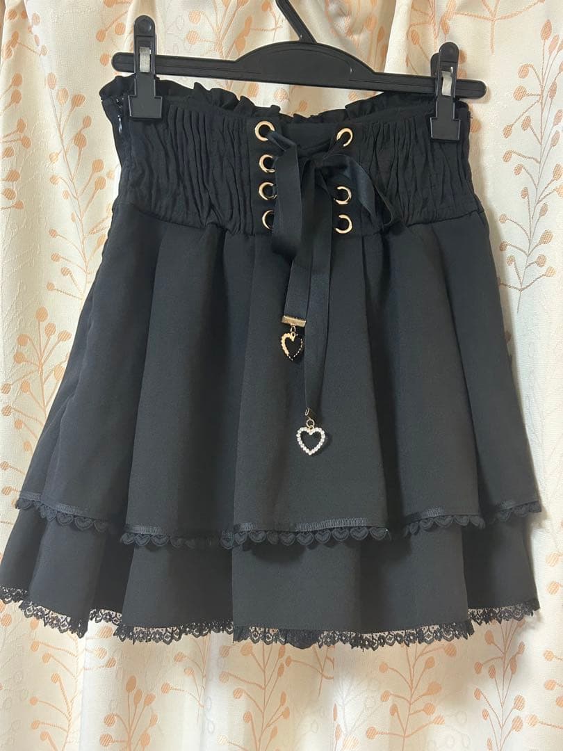 LIZLISA リズリサ 2連リボンベルトスカパン ブラック