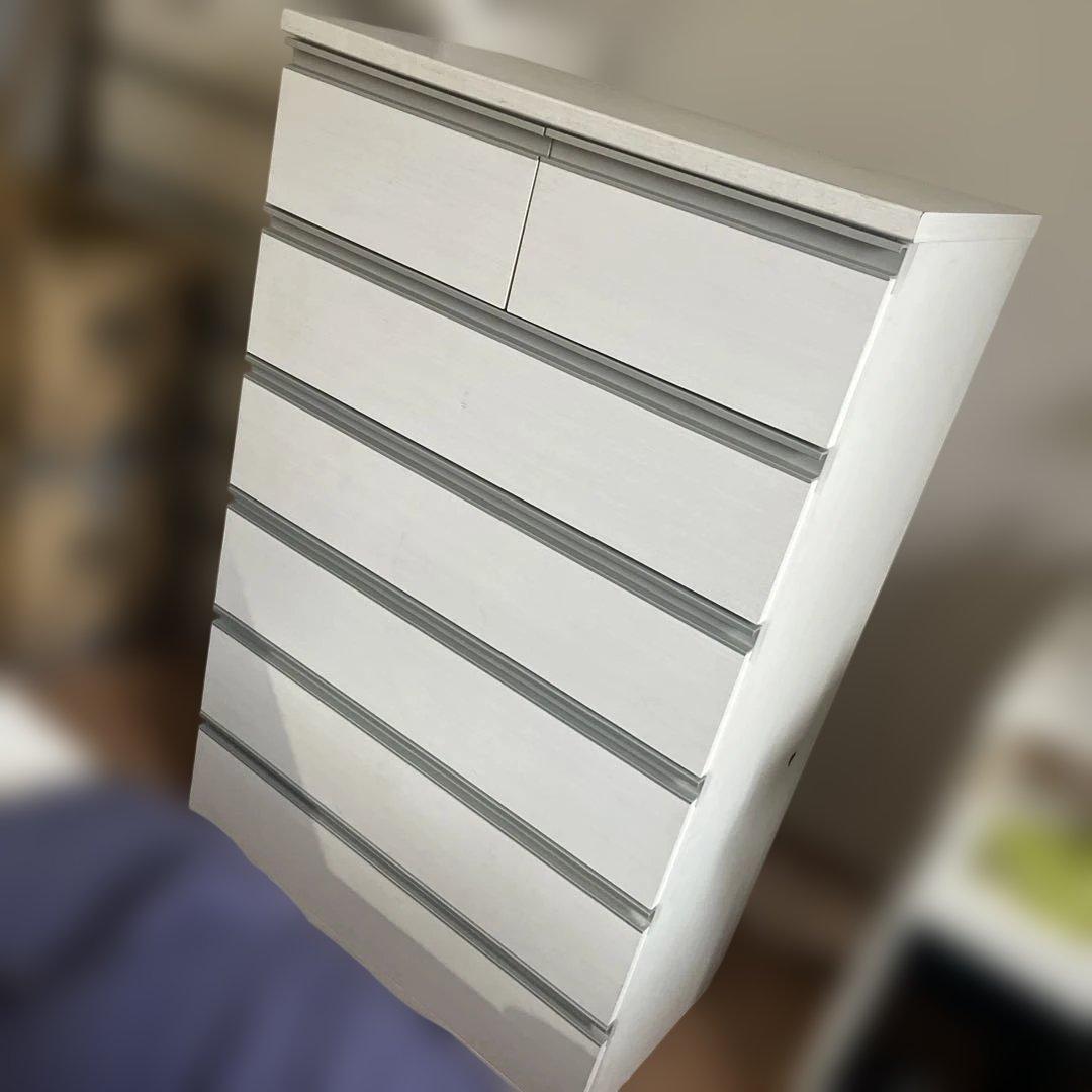 日本製 チェスト 6段 幅80 ワイド ハイタイプ 大容量 白 ホワイト