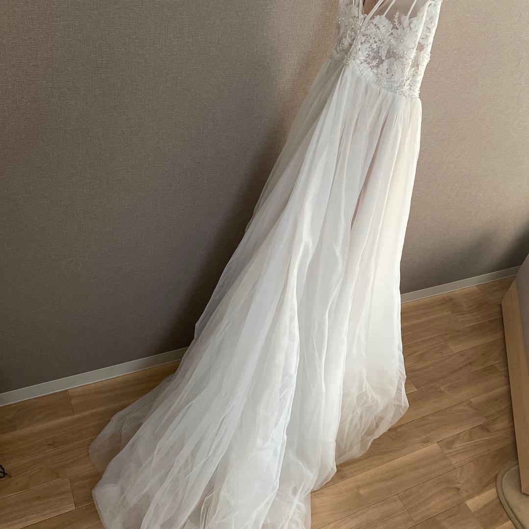 美品 アーバンブランシュ ウェディングドレス ホルターネック チュール