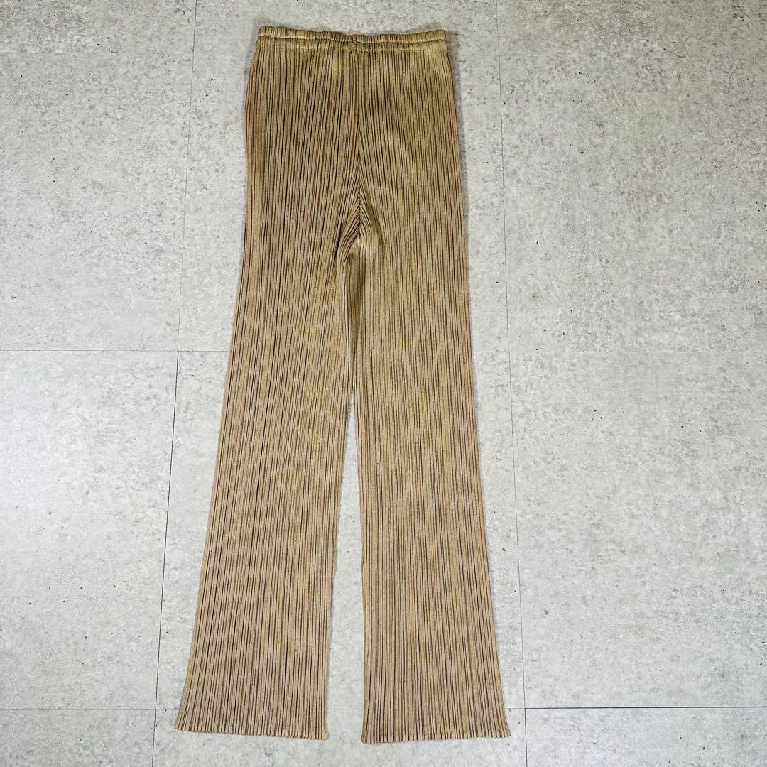 美品 プリーツプリーズ プリーツ加工 プリーツパンツ イッセイミヤケ ベージュ