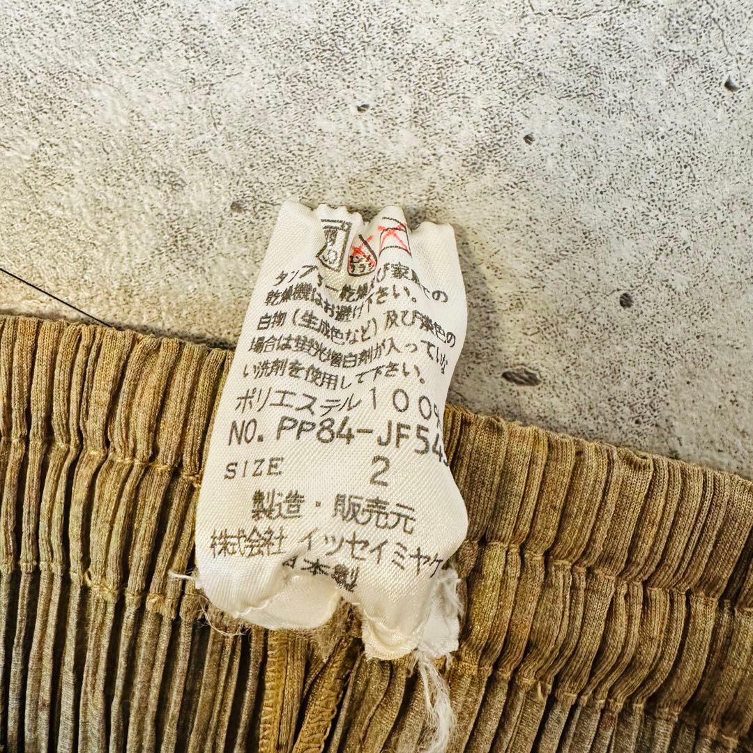 美品 プリーツプリーズ プリーツ加工 プリーツパンツ イッセイミヤケ ベージュ