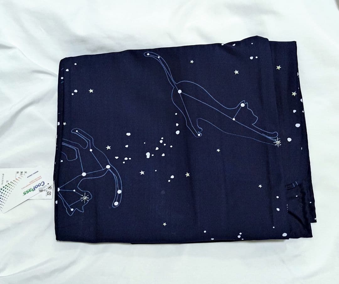速乾浴衣星座ねこ紺色猫柄洗える着物星柄夏着物水玉模様紺地ネコ柄ネイビー白ドット柄