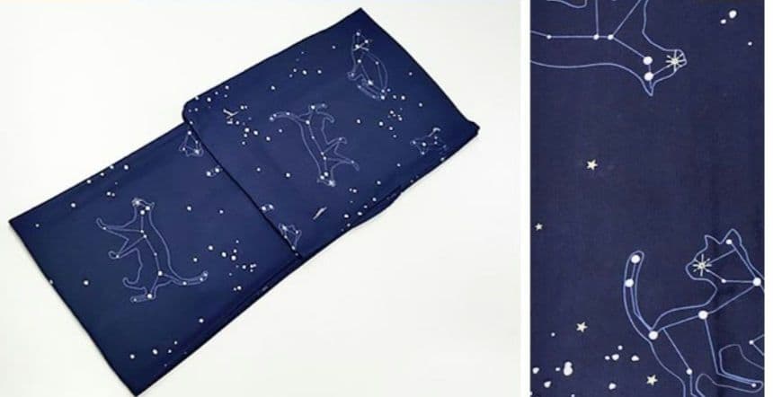 速乾浴衣星座ねこ紺色猫柄洗える着物星柄夏着物水玉模様紺地ネコ柄ネイビー白ドット柄