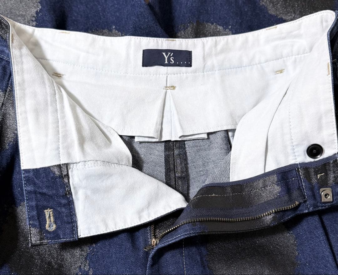 じ*ん様 Y's‥‥ ワイズビー ヨウジヤマモトドット柄プリントデニムサルエルパ
