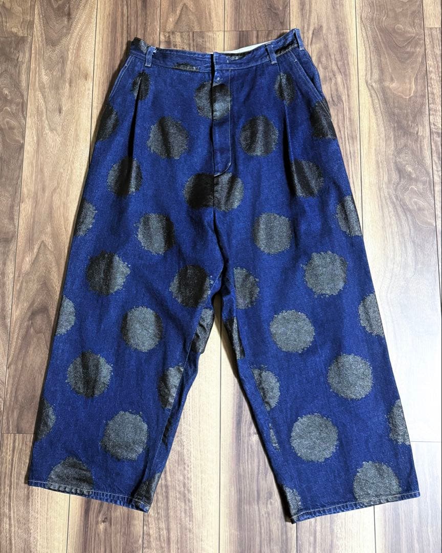 じ*ん様 Y's‥‥ ワイズビー ヨウジヤマモトドット柄プリントデニムサルエルパ
