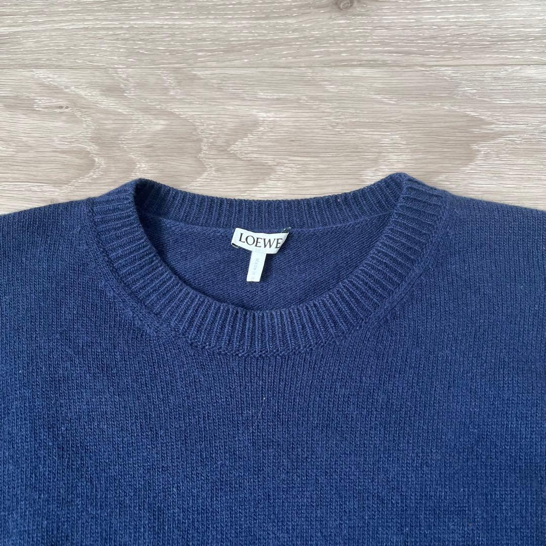 LOEWE ロエベ アナグラム刺繍 ウールニット ネイビー イタリア製
