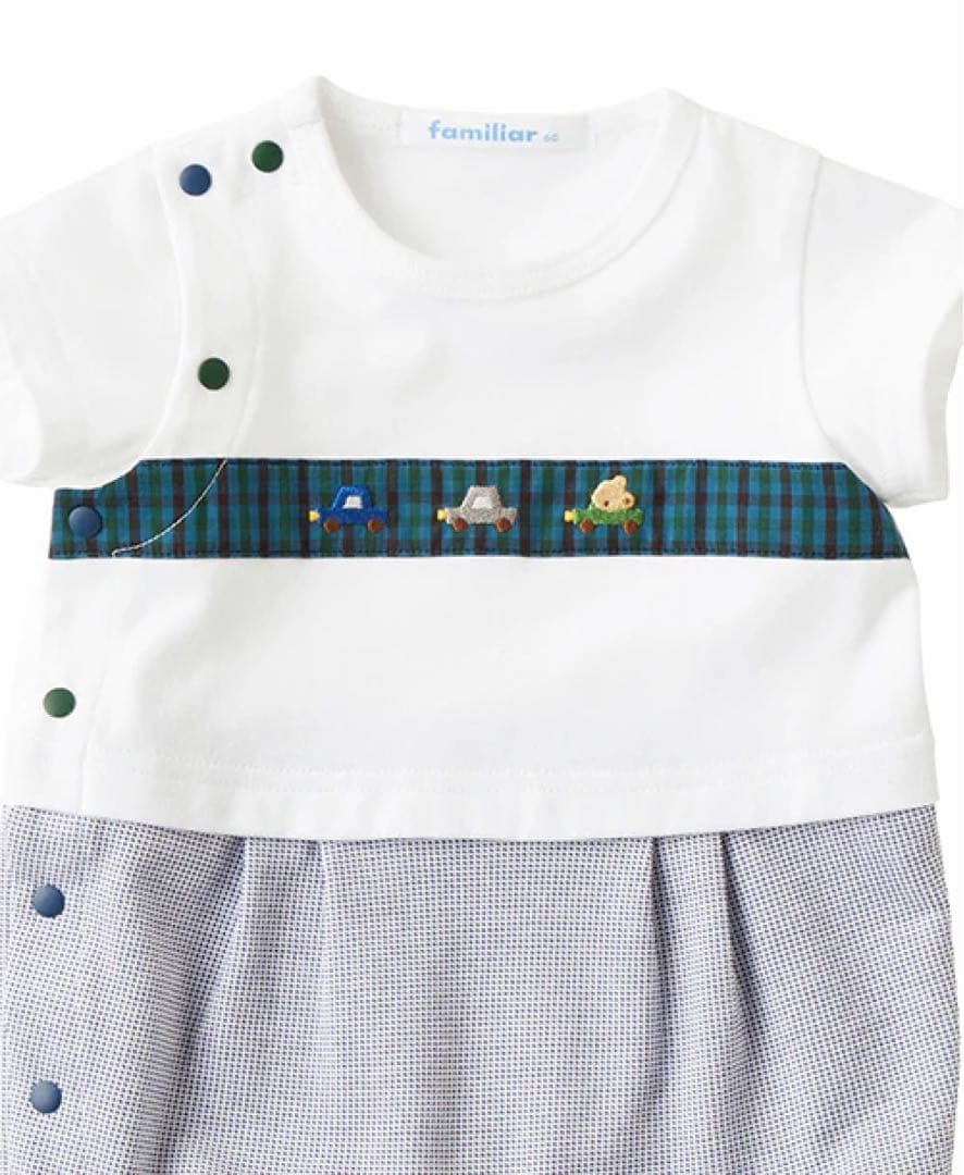 【新品未使用】ファミリア　袖付きロンパース　60cm