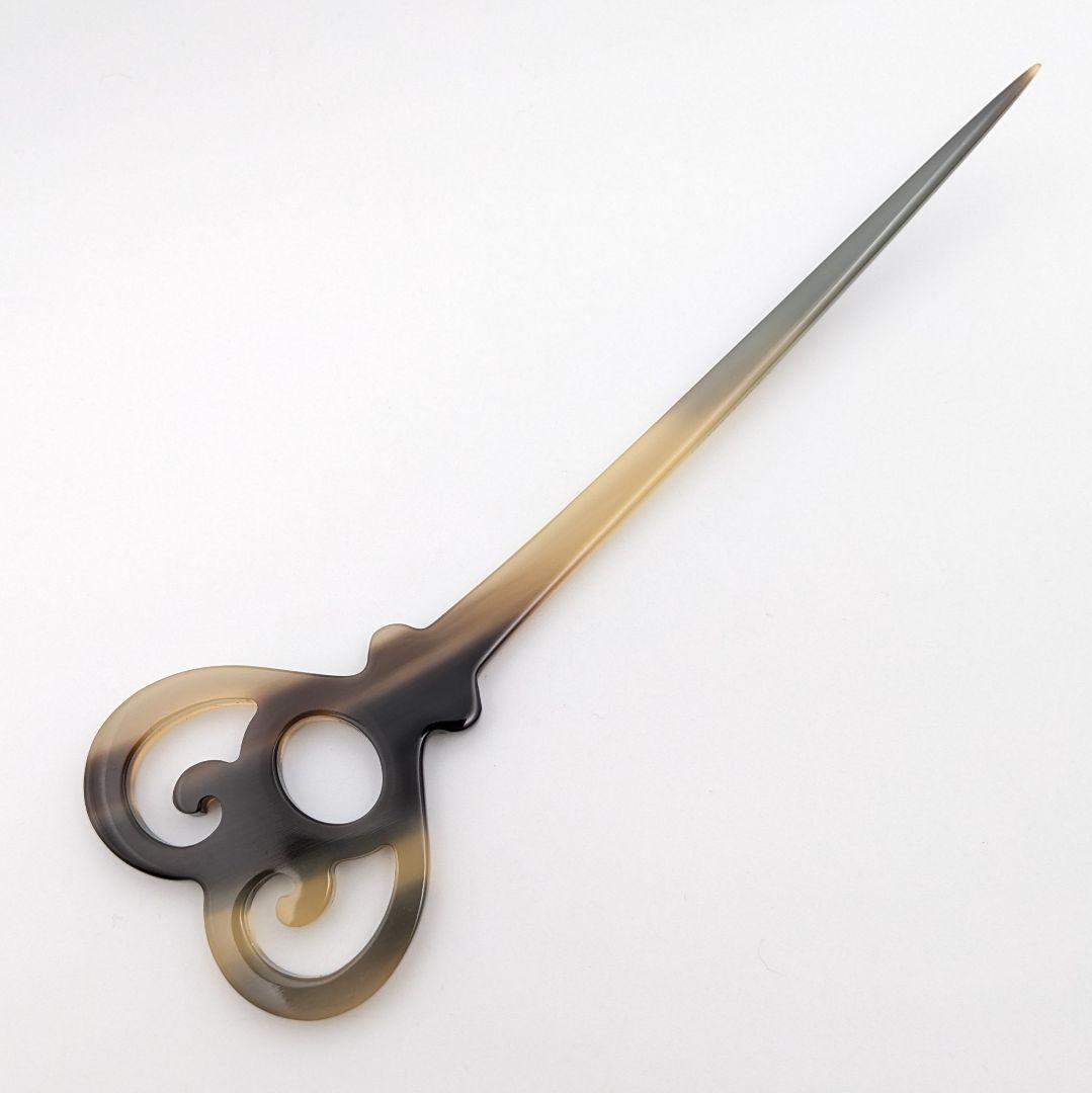 極美品 エルメス HERMES バッファローホーン ハート かんざし 簪 髪飾り