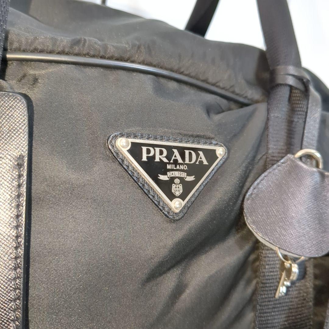 美品 PRADA ボストンバッグ 2way ブラック 三角ロゴ テスートナイロン