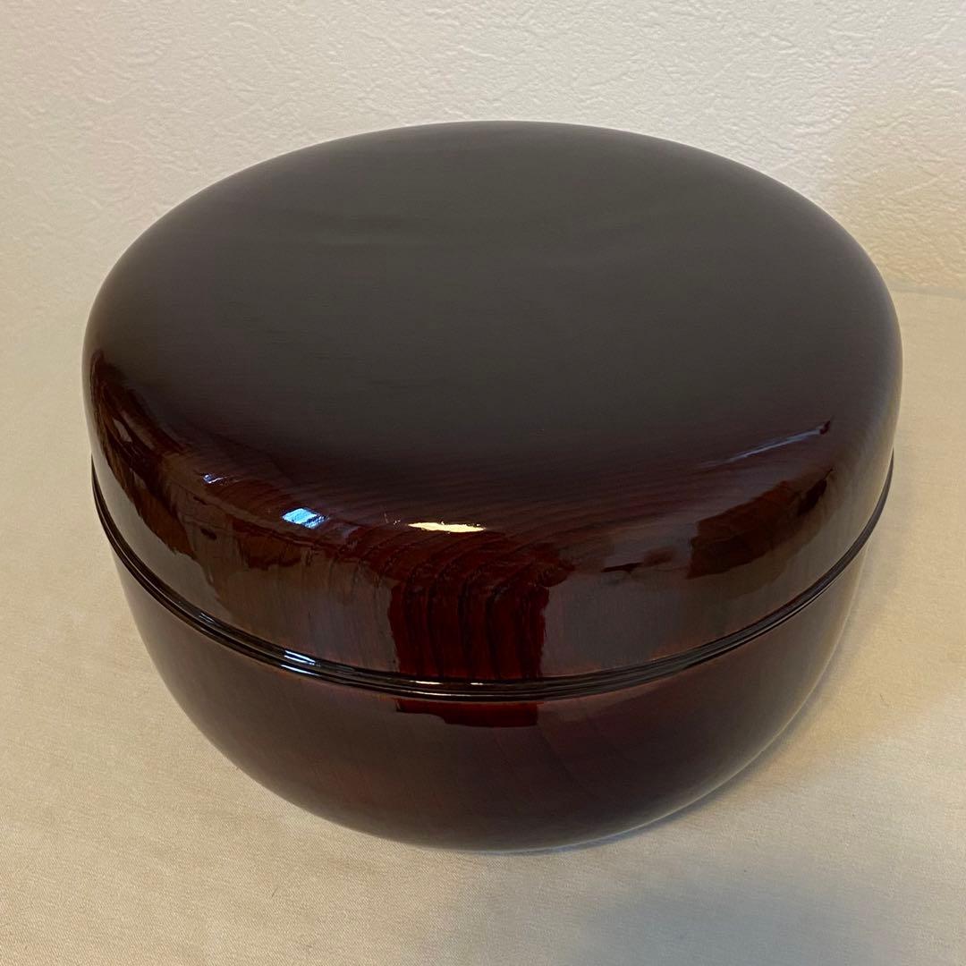 【喰篭・食籠】　岡本陽斎造　陽斉造　菓子器　欅　けやき　溜塗り　漆器　茶道具