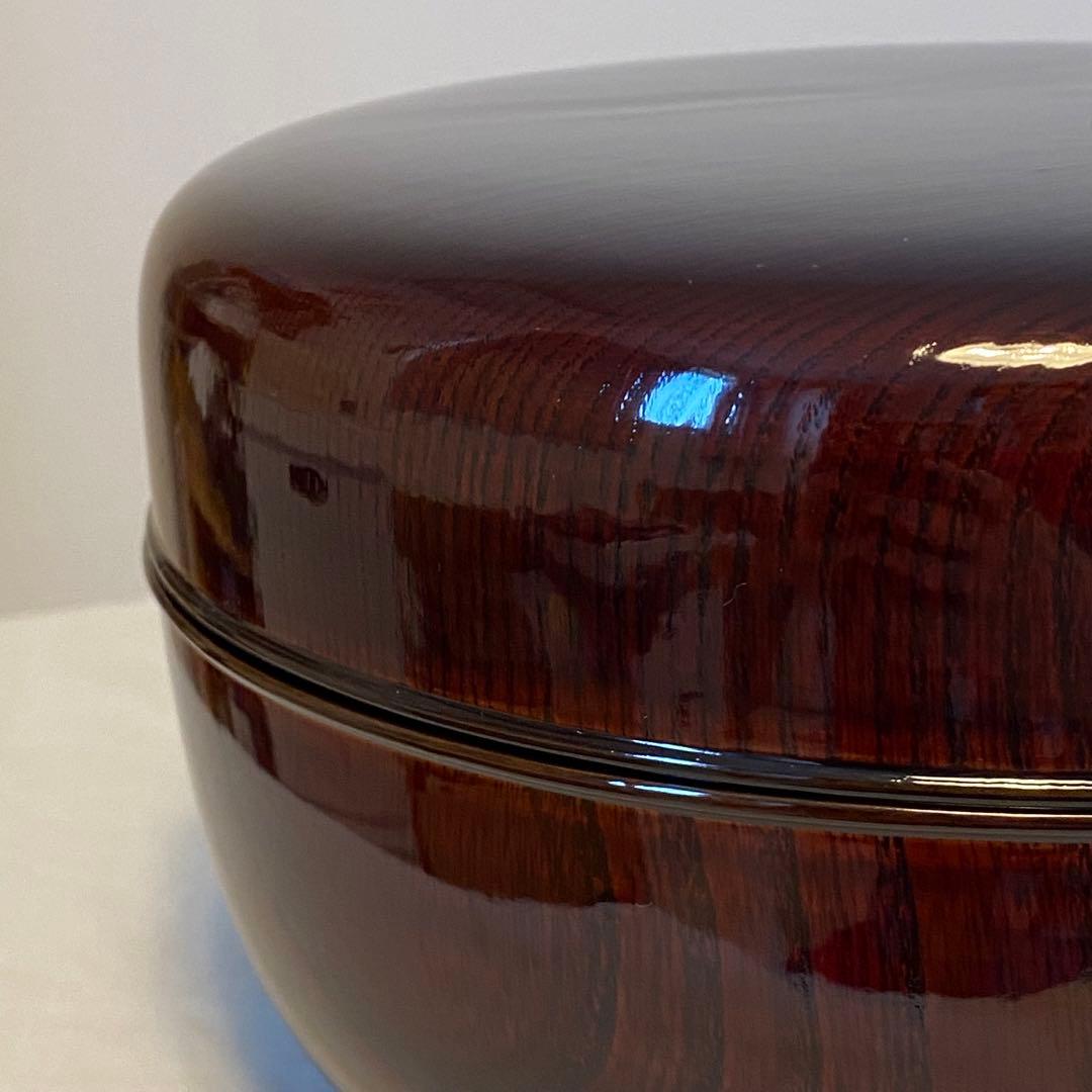 【喰篭・食籠】　岡本陽斎造　陽斉造　菓子器　欅　けやき　溜塗り　漆器　茶道具