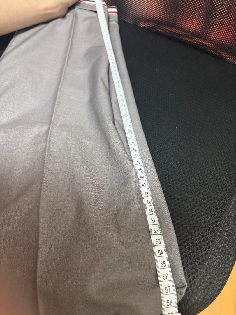 グレー ストライプ裾 スラックス