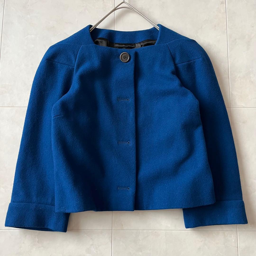 美品✨ドリスヴァンノッテン　ノーカラージャケットロイヤルブルー　フランス製36