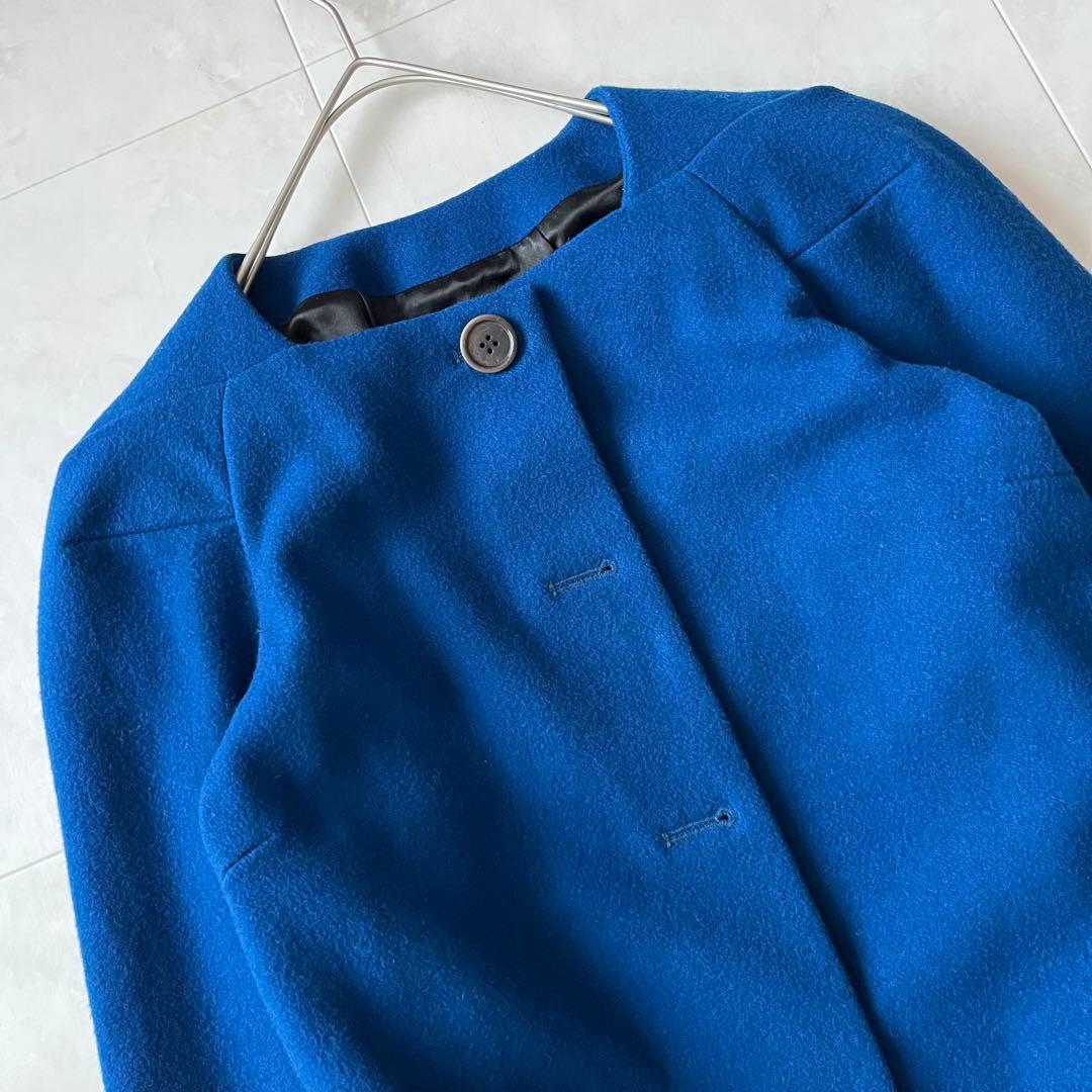 美品✨ドリスヴァンノッテン　ノーカラージャケットロイヤルブルー　フランス製36