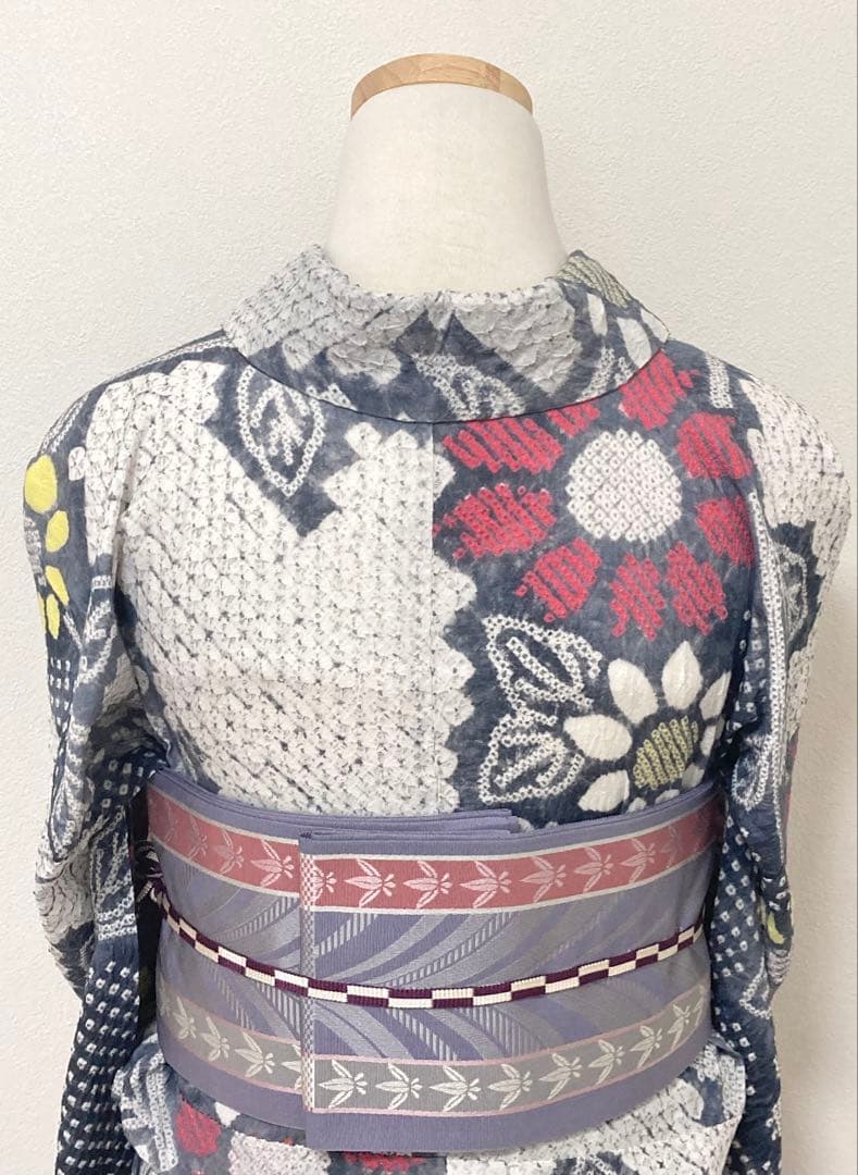 KM　浴衣　有松鳴海絞り　向日葵　裄66cm