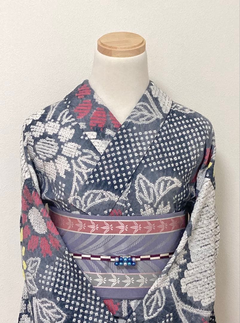 KM　浴衣　有松鳴海絞り　向日葵　裄66cm