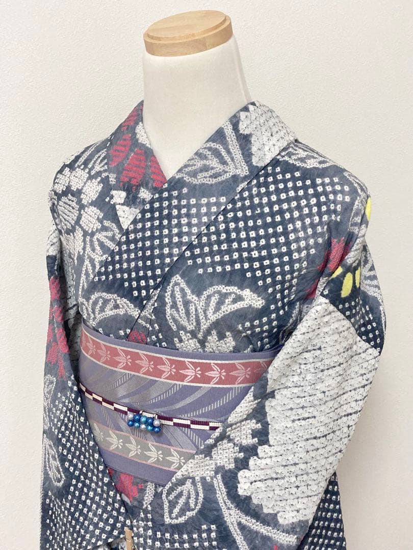 KM　浴衣　有松鳴海絞り　向日葵　裄66cm