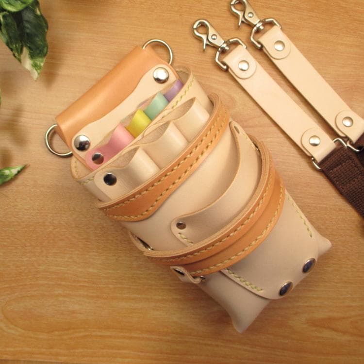 ヌメ革ナチュラル＆カラフル　７丁差し　シザーケース　SCA-254/NB