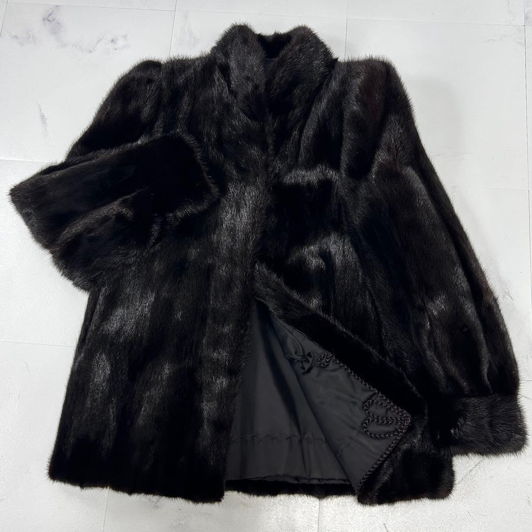 高級 美品 SAGAMINK 毛皮 コート 艶あり 柔らか ブラック レディース