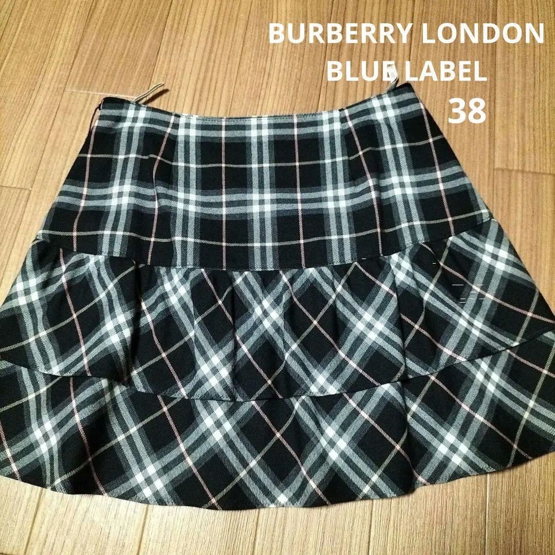 美品 BURBERRYBLUELABEL ノバチェックスカート38ウール ミニ丈