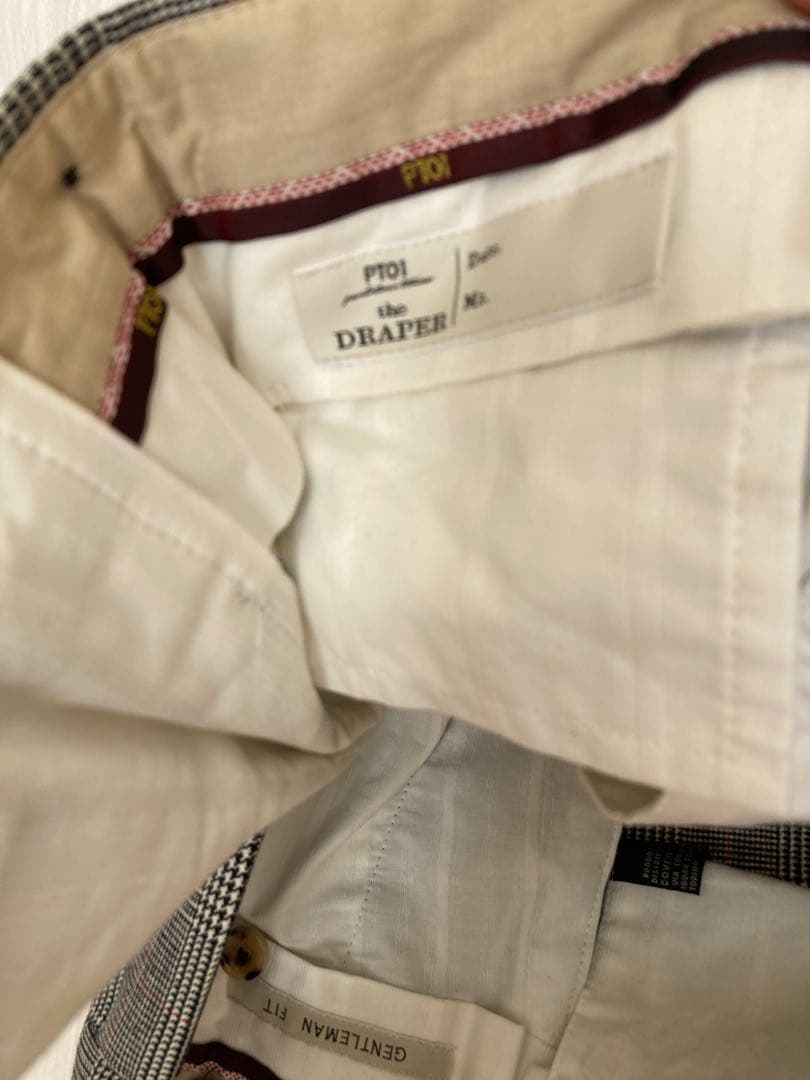 PT01 DRAPERグレンチェック 1プリーツ スラックス　秋冬