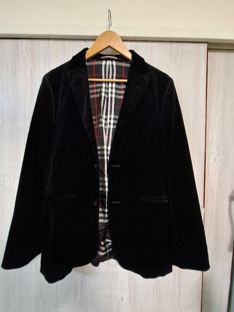 美品 BURBERRY BLACK LABEL ベロアテーラードジャケット L