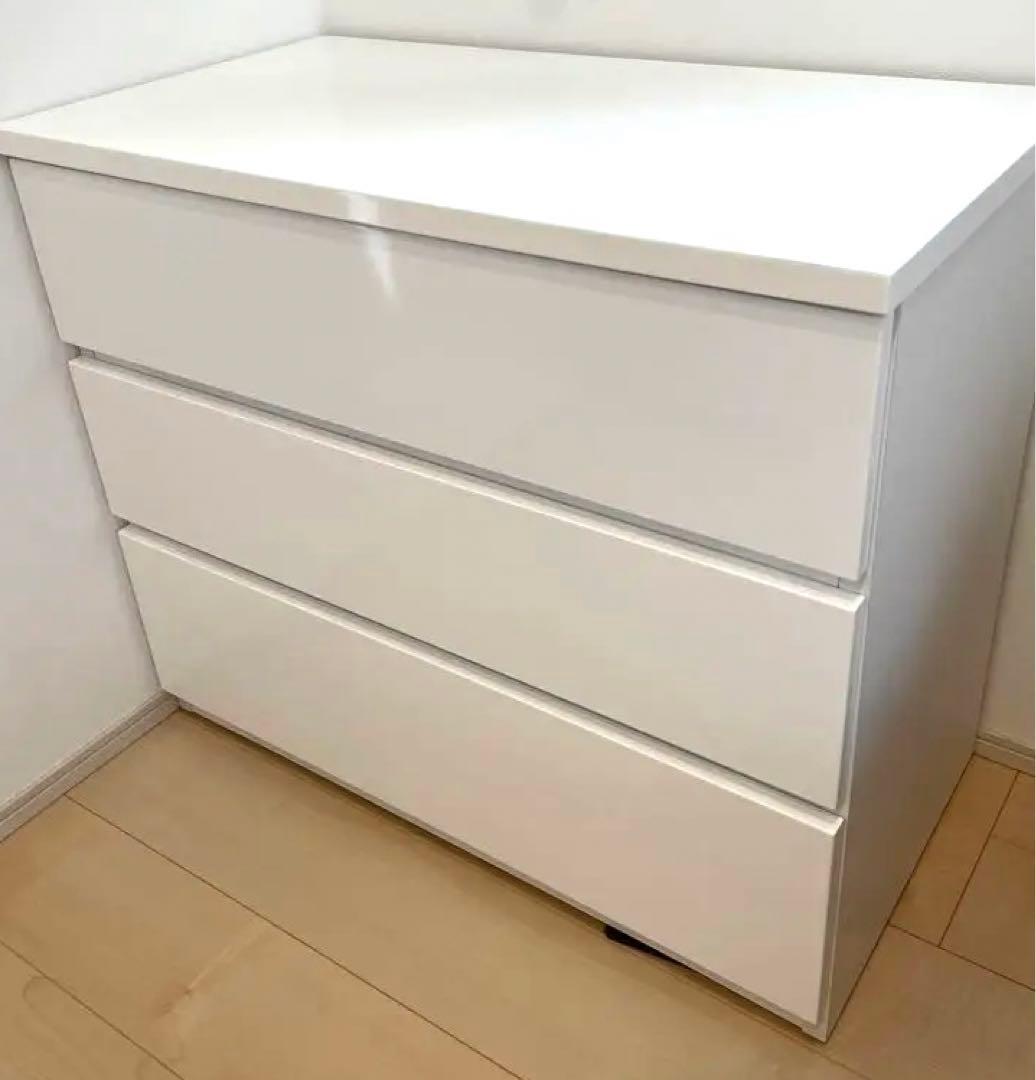 ニトリ　ローチェスト　ホワイト　3段　フォウ　80 WH