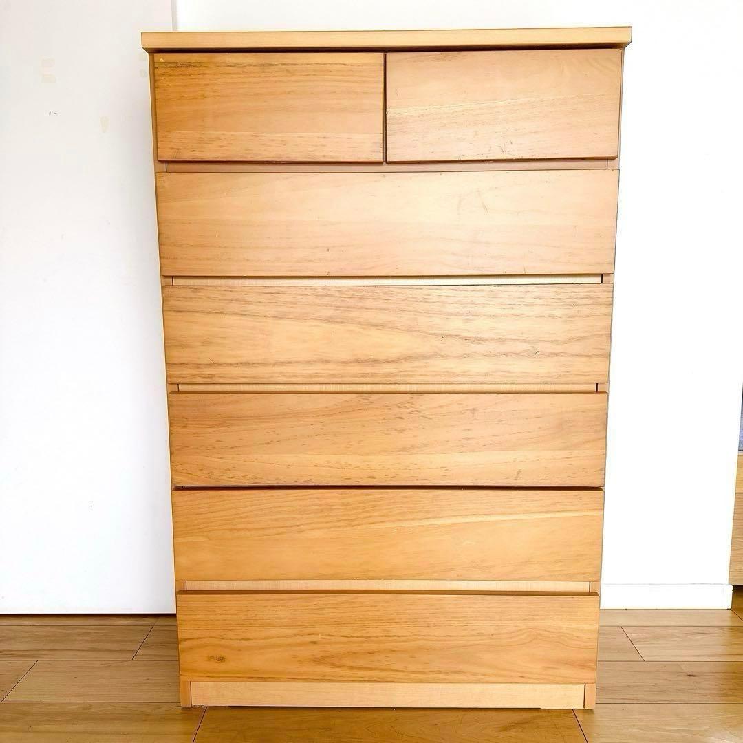 【格安】ニトリ タンス 6段 幅80cm ライトベージュ 収納棚 レール付き