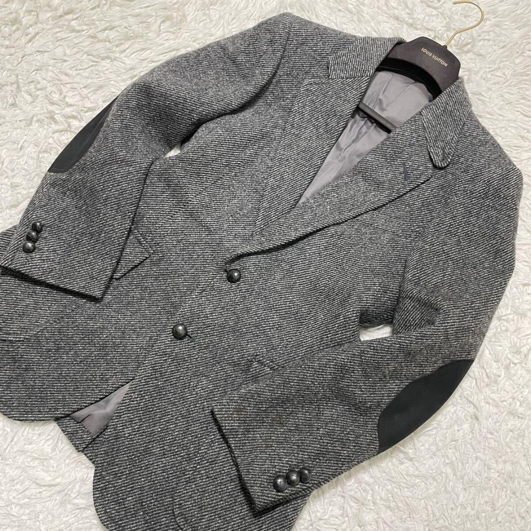 バーバリー　ハンティングジャケット　テーラード　グレー　エルボーパッチ　M相当