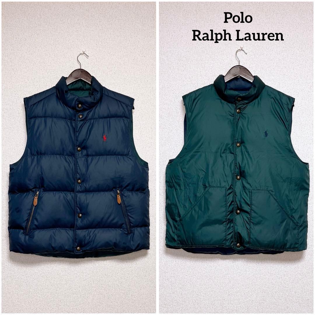 Polo Ralph Lauren ネイビー グリーン ダウン ベスト L