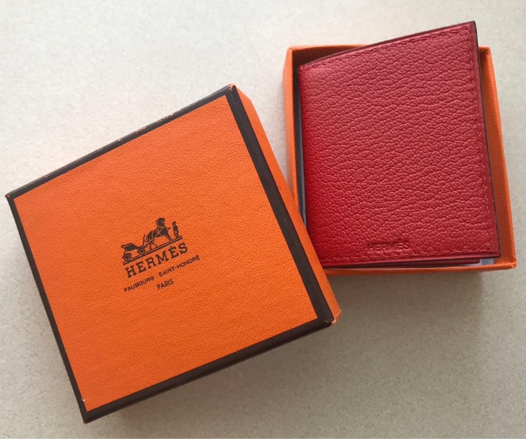 HERMES 赤 レザー ミニフォトフレーム