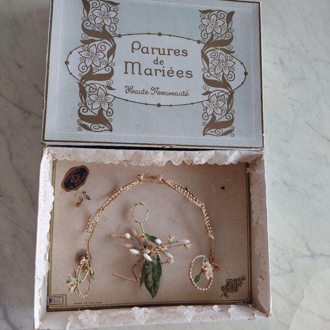 フランスアンティーク　ワックスフラワー花冠セット