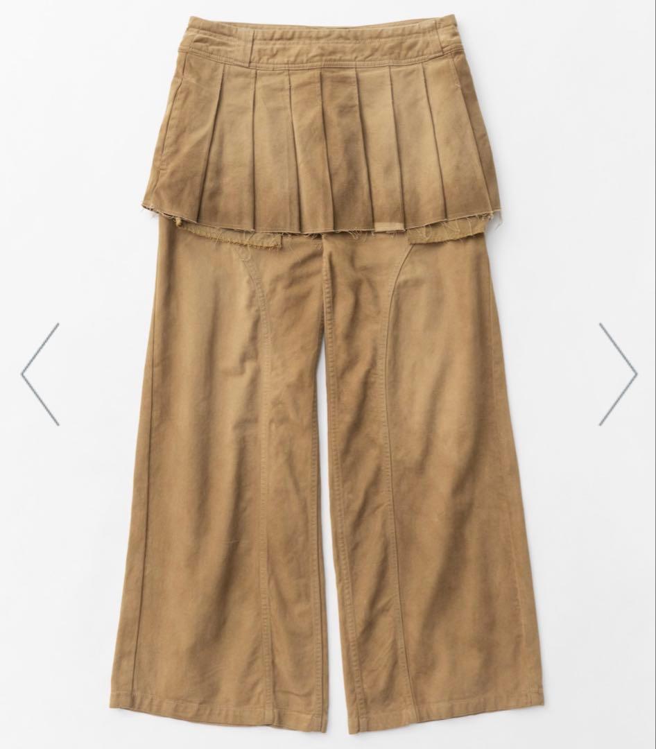 パンツ Pleated Skirt Layered Pants