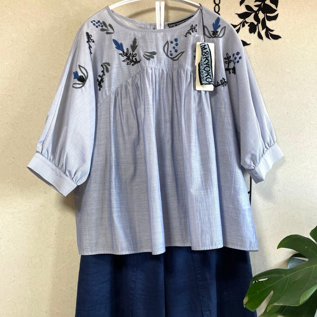新品.未使用M.&KYOKO佐藤繊維チュニックブラウスフリーサイズ